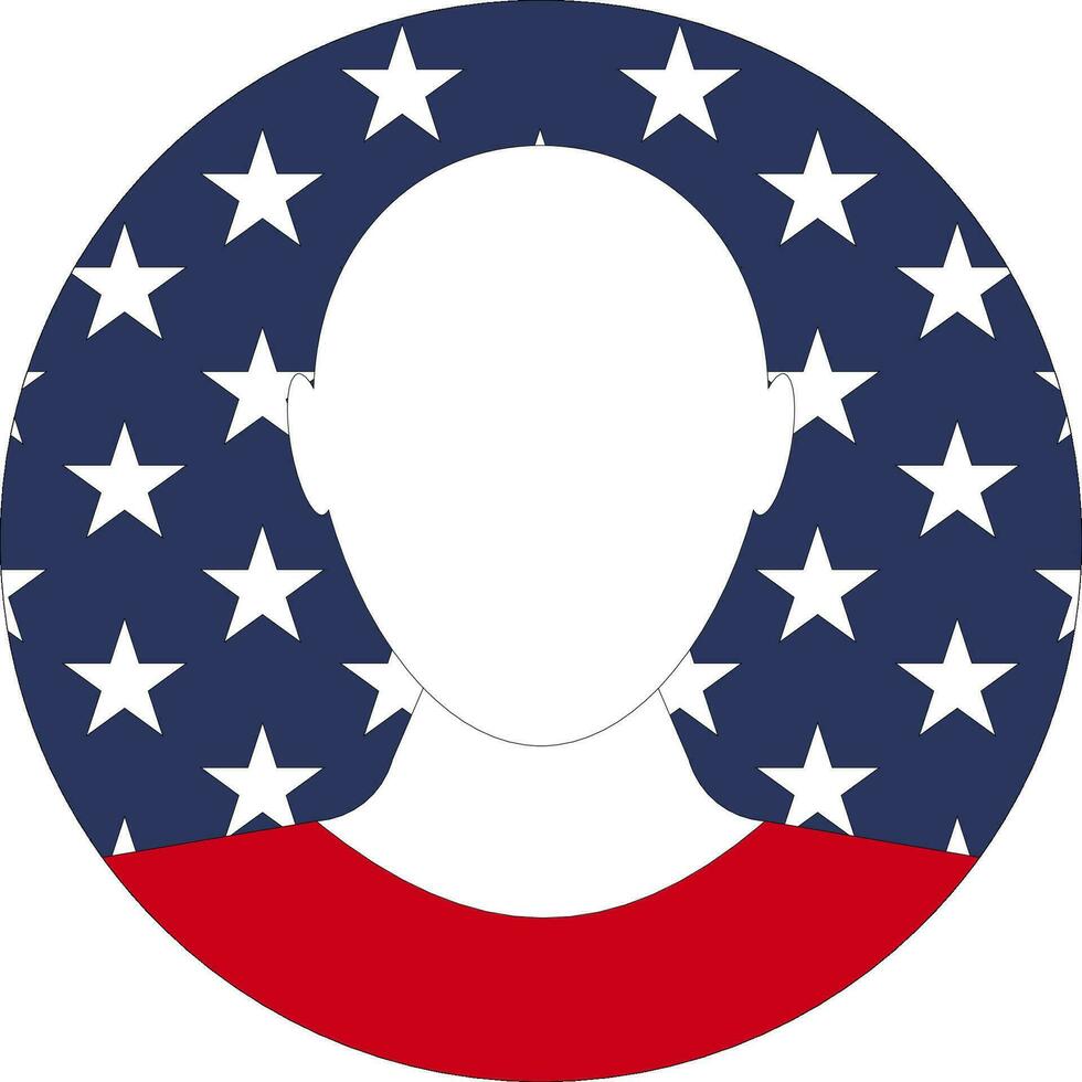 Avatar USA contours person profile flag  chat or forum vector