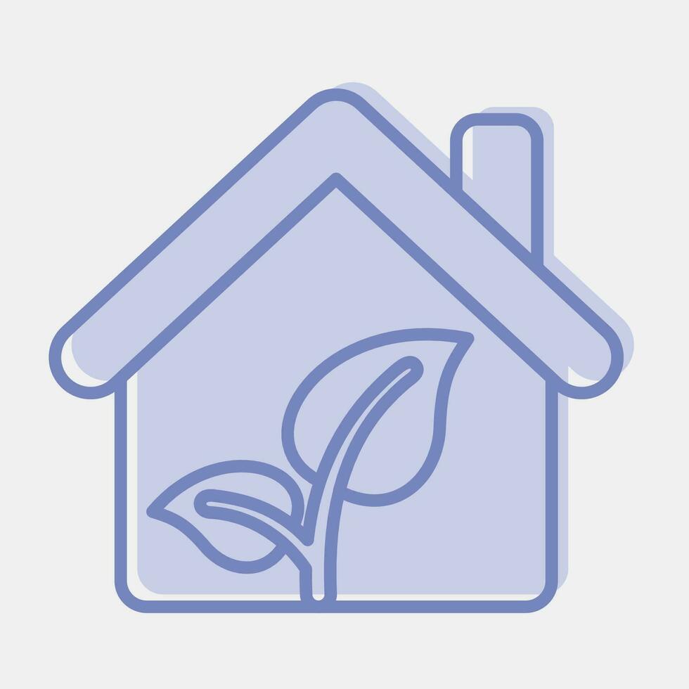 Icon eco house. Ecology and environment elements. Icons in two tone style. Good for prints, posters, logo, infographics, etc. vector
