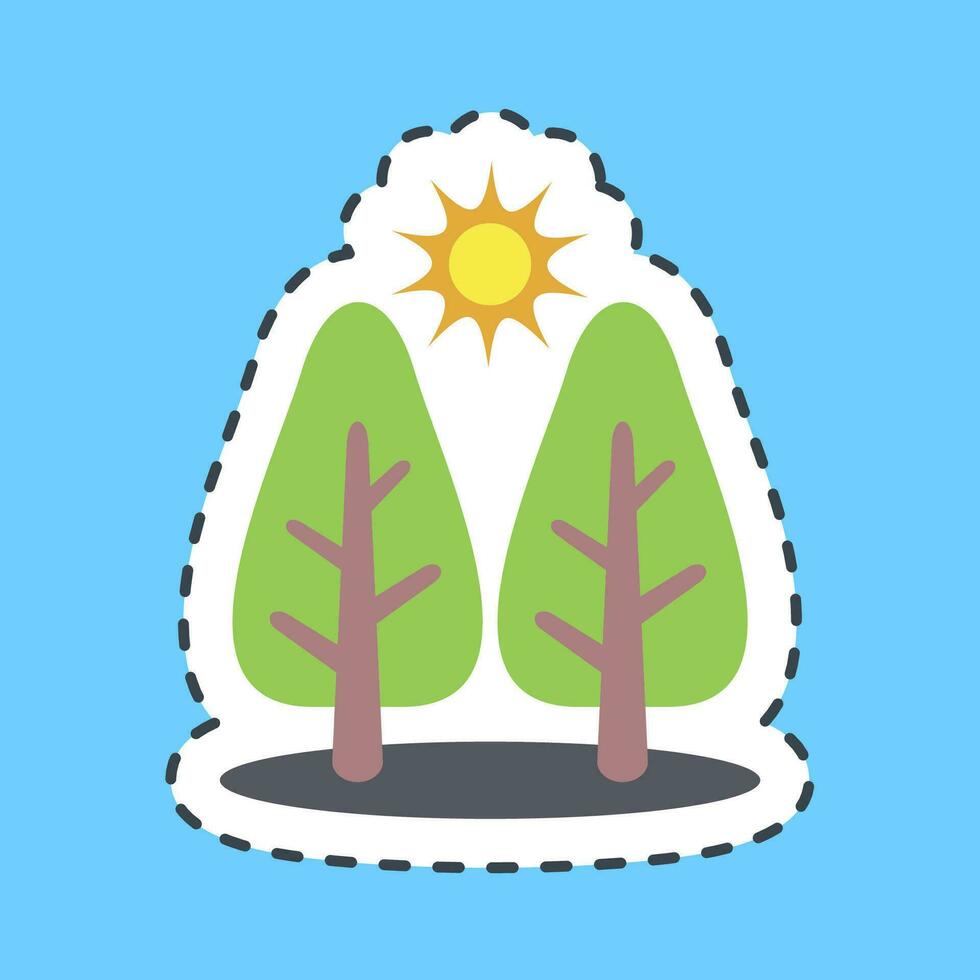 Sticker line cut forest. Ecology and environment elements. Good for prints, posters, logo, infographics, etc. vector