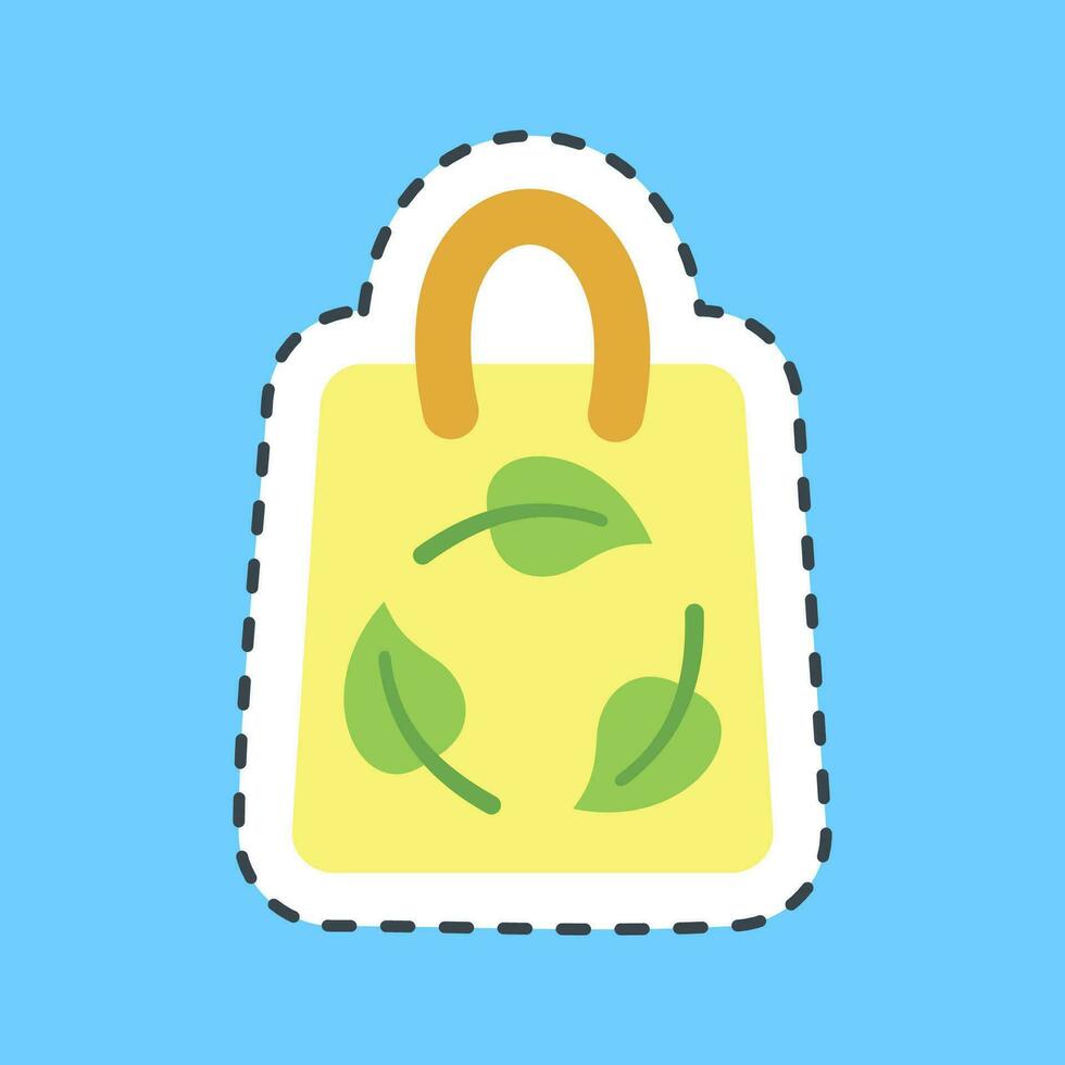 Sticker line cut eco bag. Ecology and environment elements. Good for prints, posters, logo, infographics, etc. vector