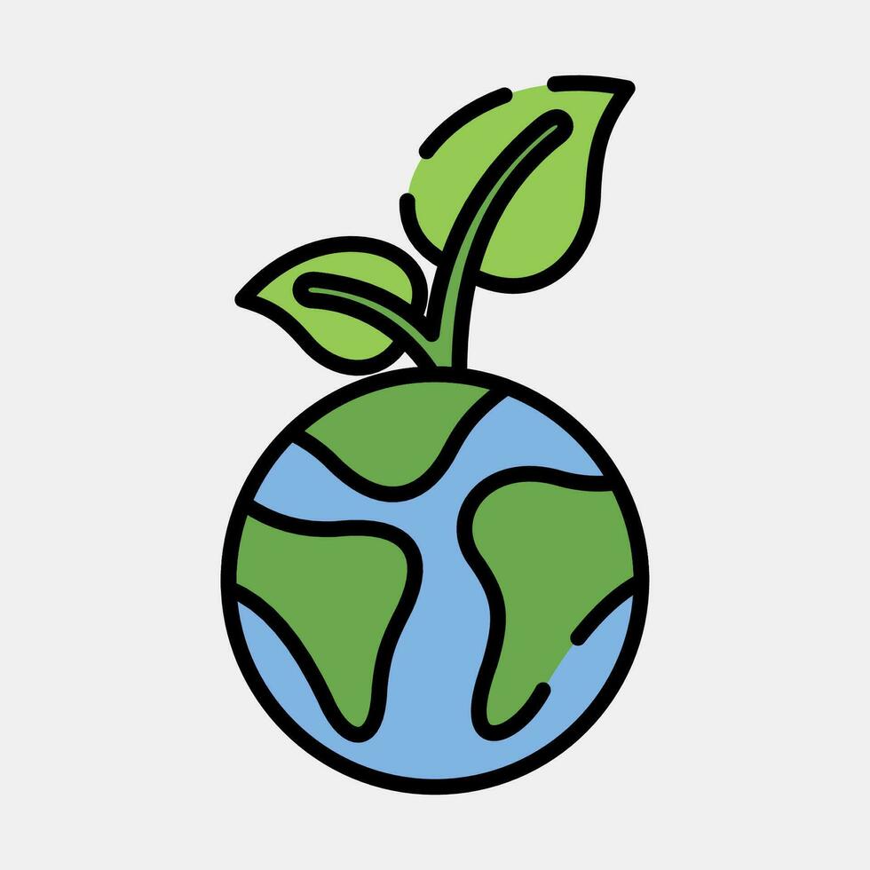 Icon plants grow on earth. Ecology and environment elements. Icons in filled line style. Good for prints, posters, logo, infographics, etc. vector