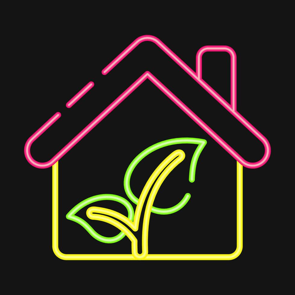 Icon eco house. Ecology and environment elements. Icons in neon style. Good for prints, posters, logo, infographics, etc. vector