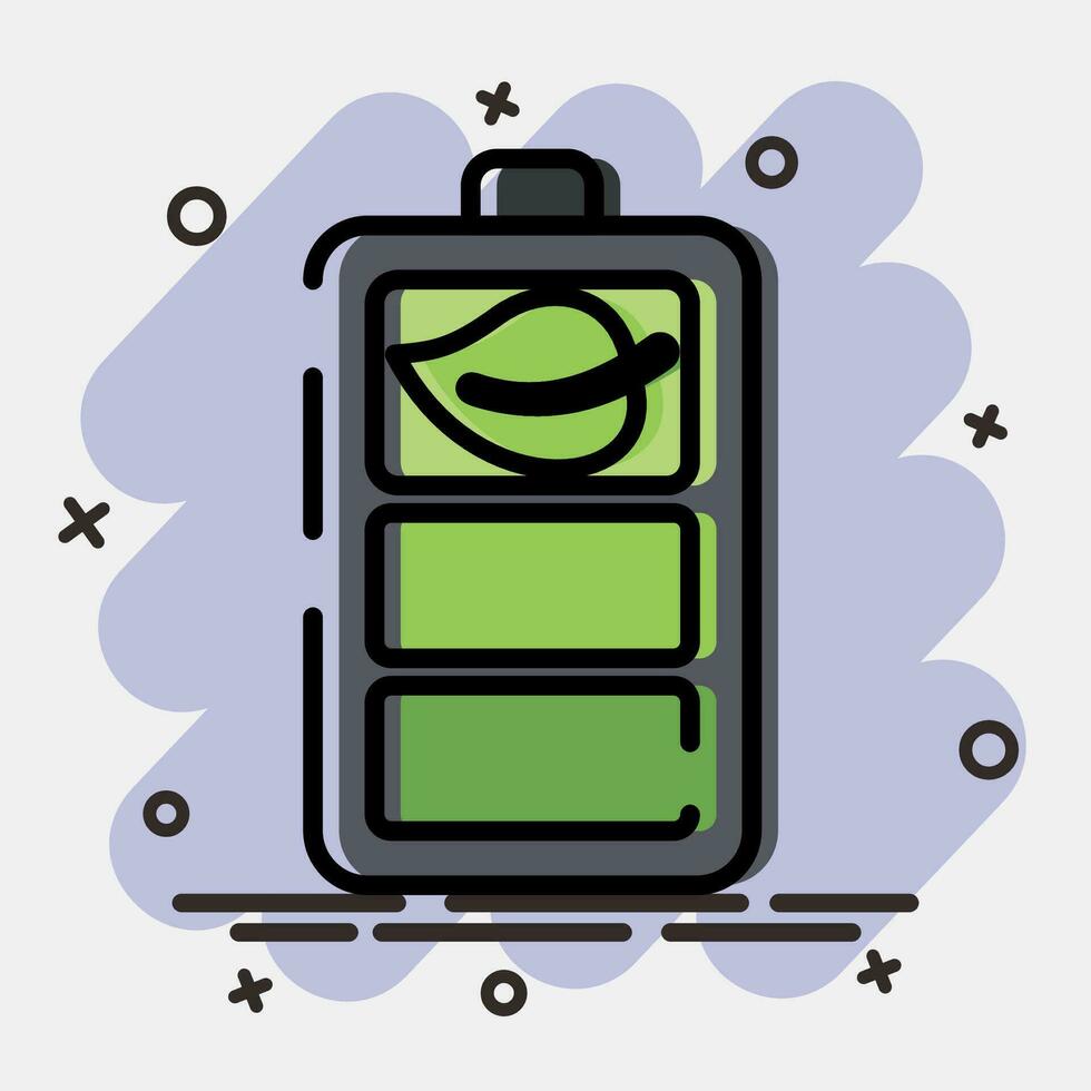 Icon eco battery. Ecology and environment elements. Icons in comic style. Good for prints, posters, logo, infographics, etc. vector