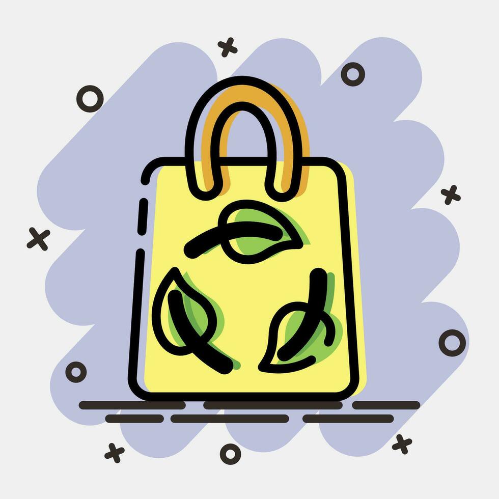 Icon eco bag. Ecology and environment elements. Icons in comic style. Good for prints, posters, logo, infographics, etc. vector