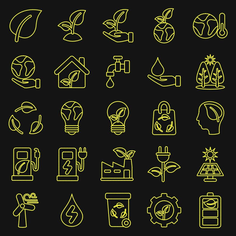 icono conjunto de ambiente. ecología y ambiente elementos. íconos en punteado estilo. bueno para huellas dactilares, carteles, logo, infografía, etc. vector