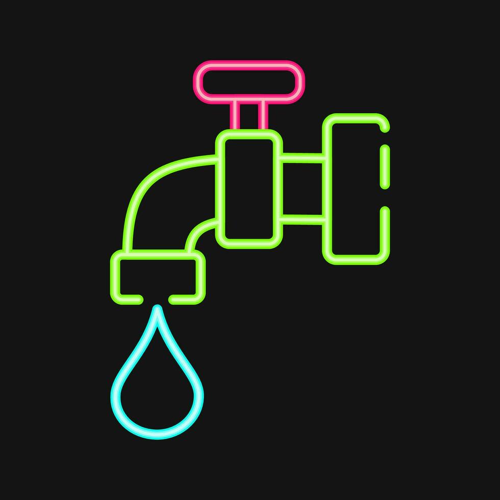 Icon save water. Ecology and environment elements. Icons in neon style. Good for prints, posters, logo, infographics, etc. vector