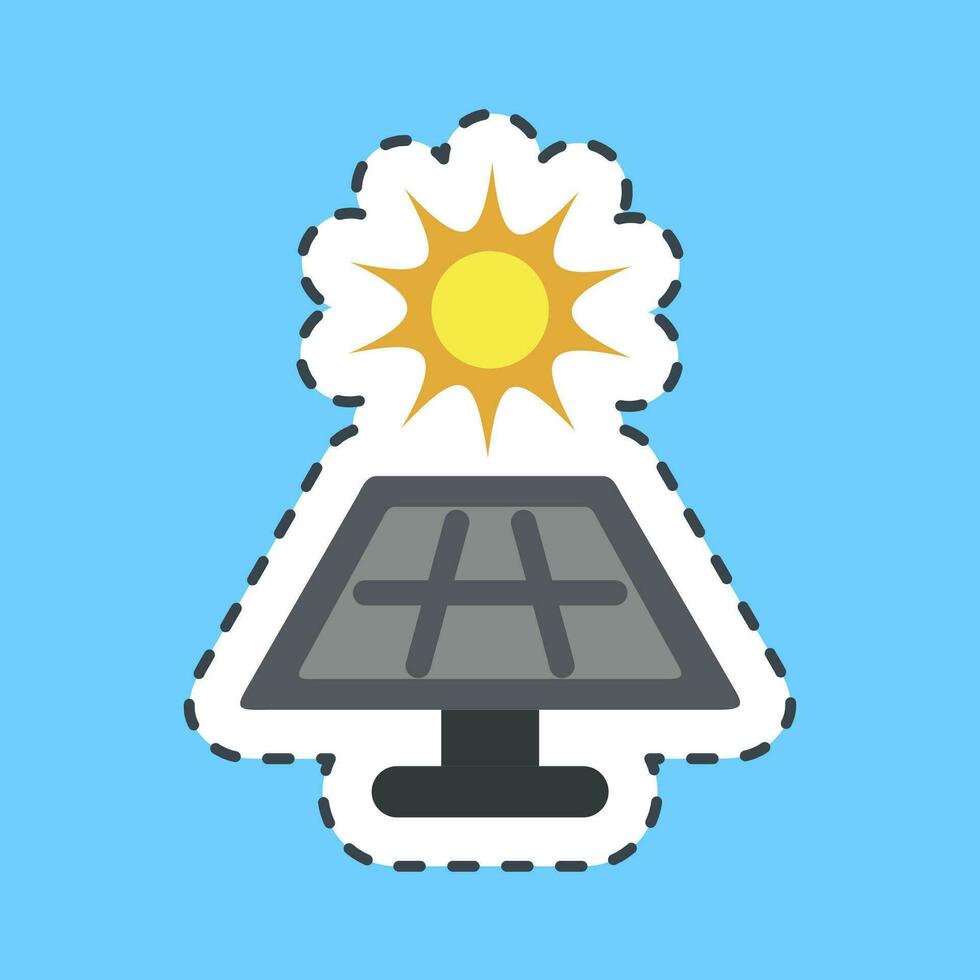 Sticker line cut solar energy panel. Ecology and environment elements. Good for prints, posters, logo, infographics, etc. vector