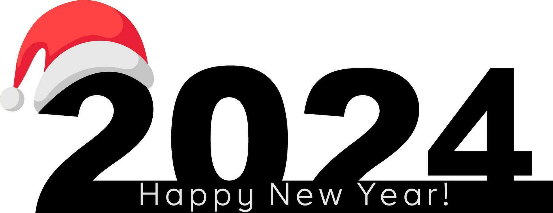 Happy New Year 2024 banner with Santa Claus hat vector