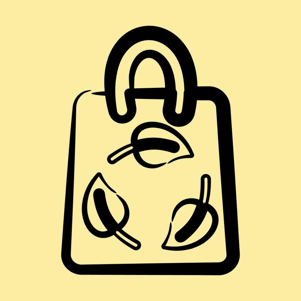 Icon eco bag. Ecology and environment elements. Icons in hand drawn style. Good for prints, posters, logo, infographics, etc. vector