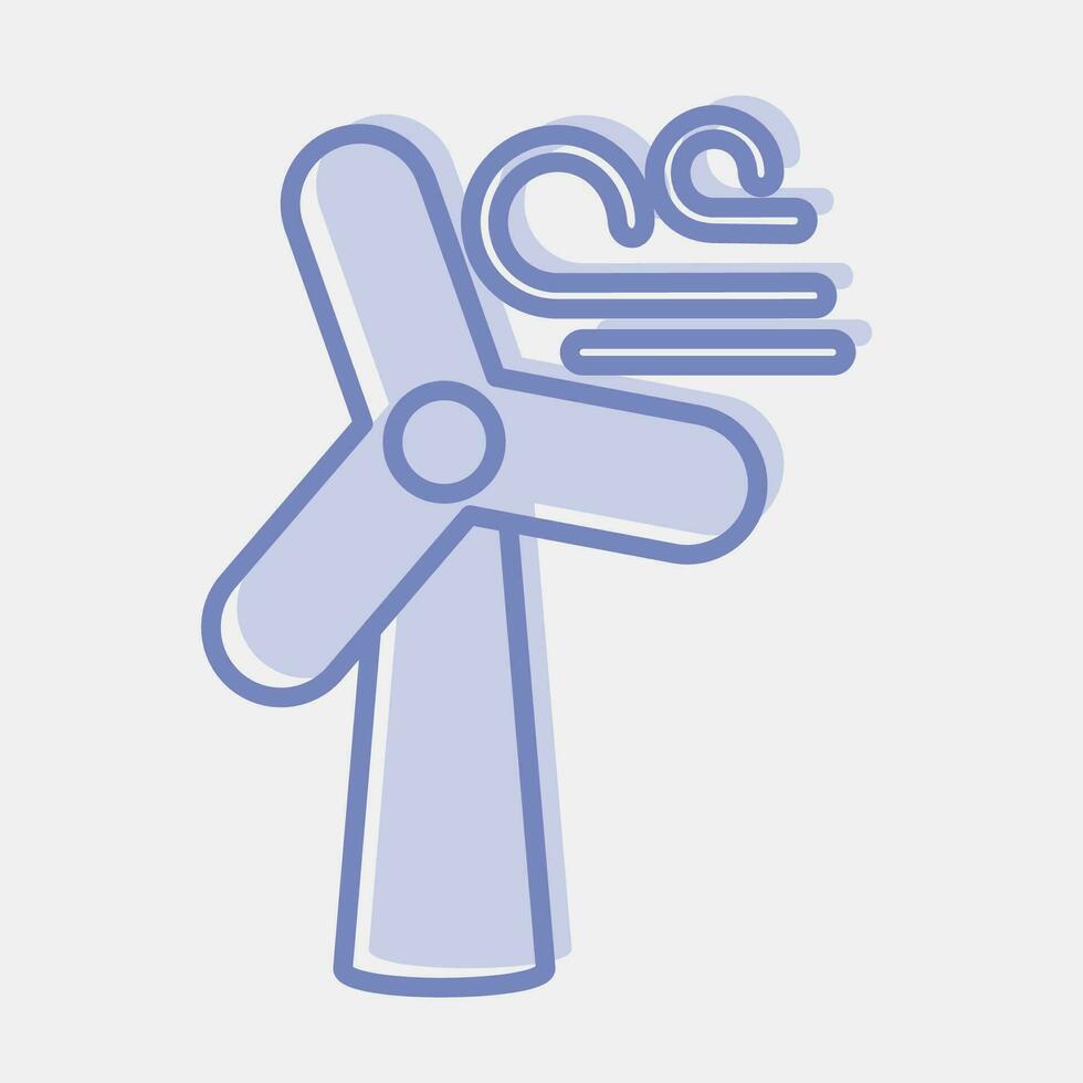 Icon wind turbine. Ecology and environment elements. Icons in two tone style. Good for prints, posters, logo, infographics, etc. vector