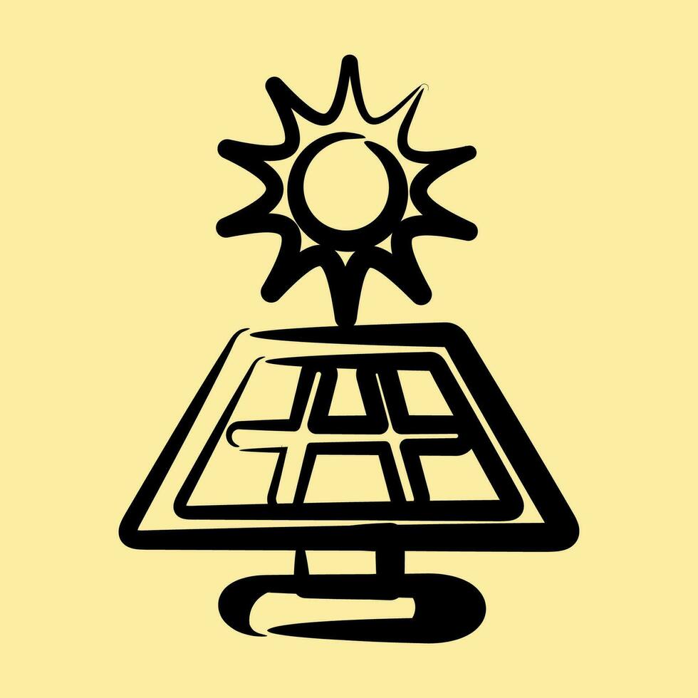 Icon solar energy panel. Ecology and environment elements. Icons in hand drawn style. Good for prints, posters, logo, infographics, etc. vector