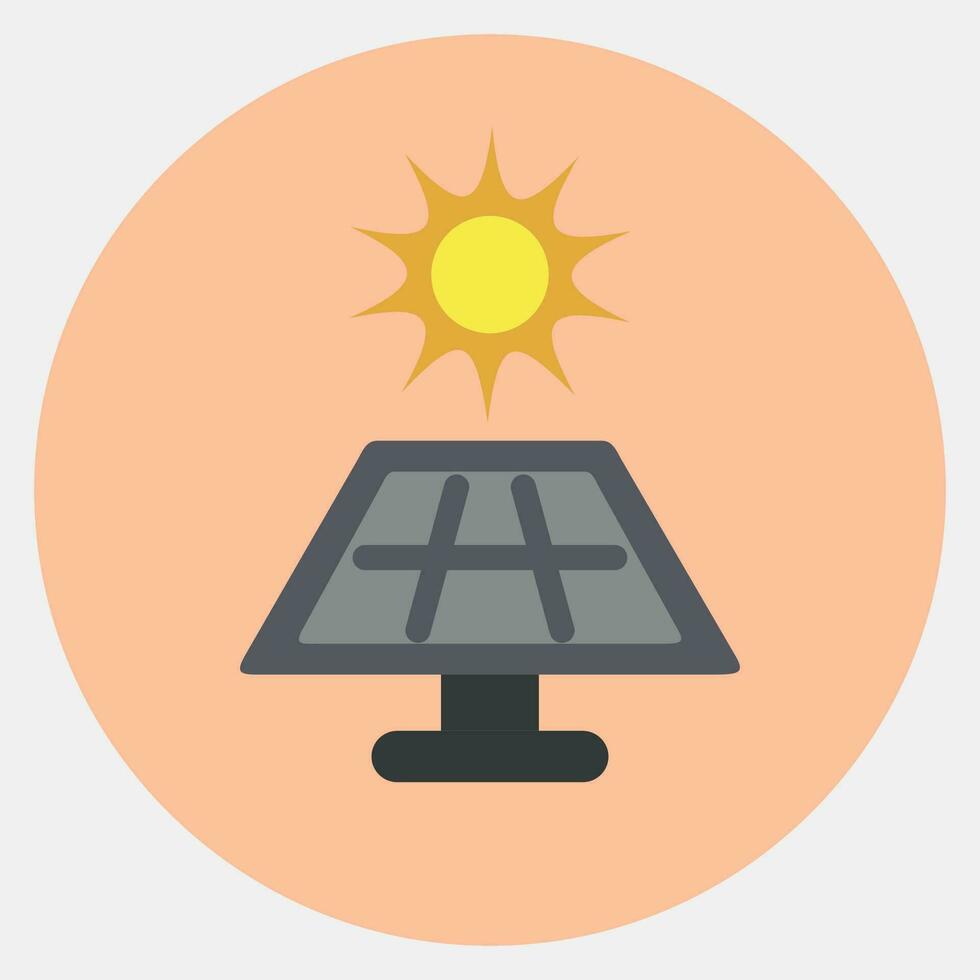 Icon solar energy panel. Ecology and environment elements. Icons in color mate style. Good for prints, posters, logo, infographics, etc. vector