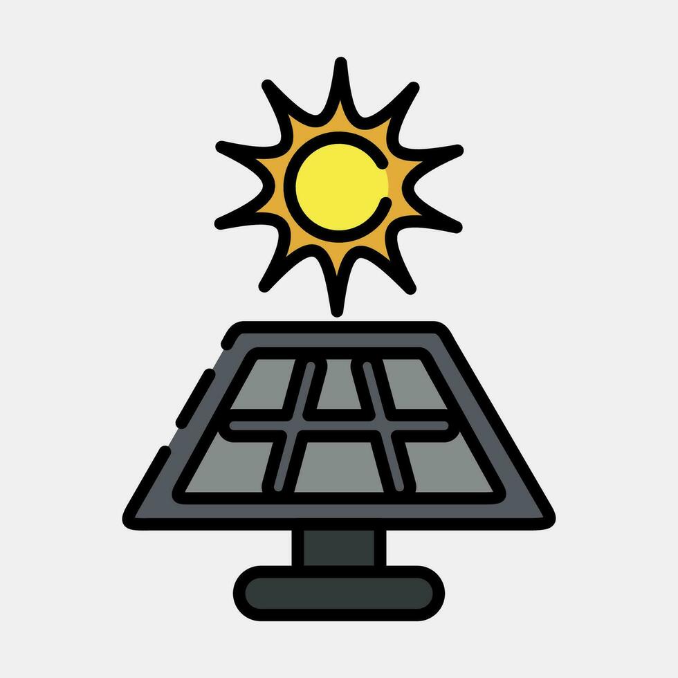 Icon solar energy panel. Ecology and environment elements. Icons in filled line style. Good for prints, posters, logo, infographics, etc. vector