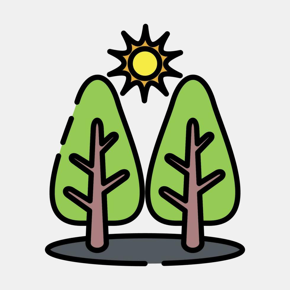 Icon forest. Ecology and environment elements. Icons in filled line style. Good for prints, posters, logo, infographics, etc. vector