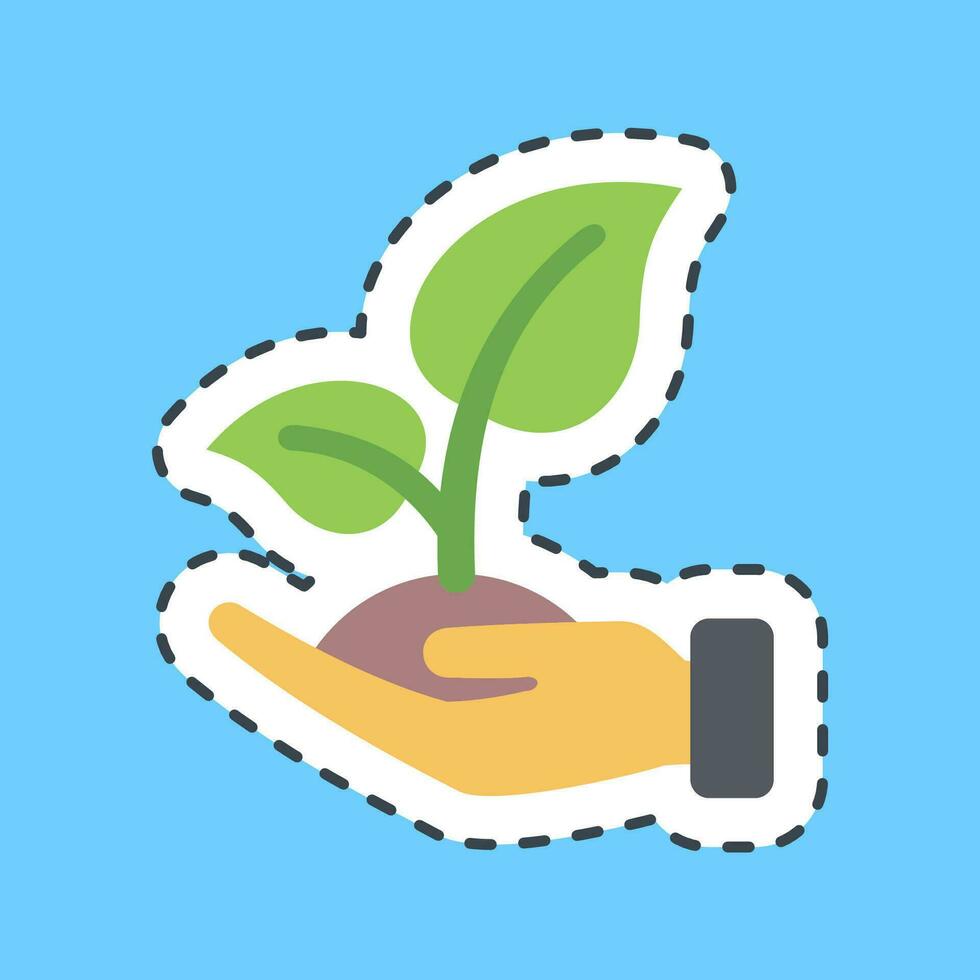 Sticker line cut ecology care. Ecology and environment elements. Good for prints, posters, logo, infographics, etc. vector