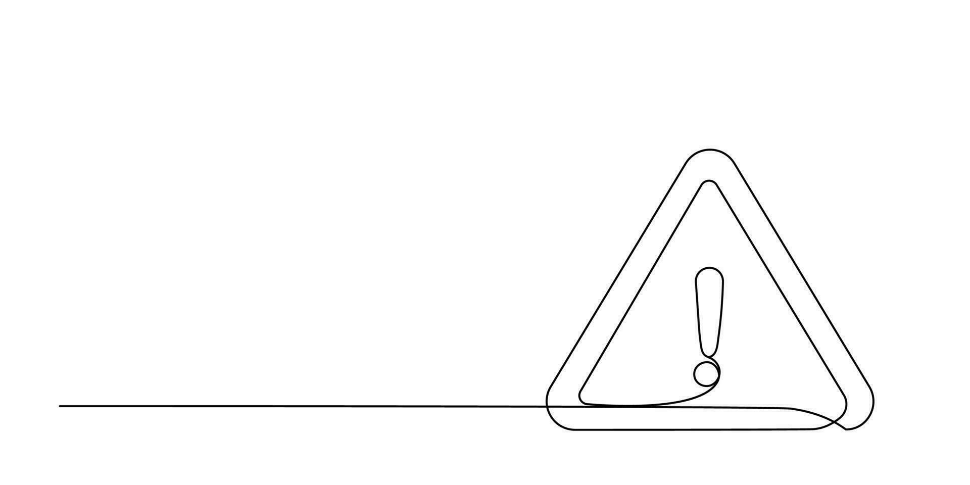 Danger Sign Caution, Stop Alert Attention Continuous One Line Illustration. Warning Alarm Points Sign Danger. Warning Potential Hazard Ahead. Enhance Safety with our Striking Continuous Line Vector