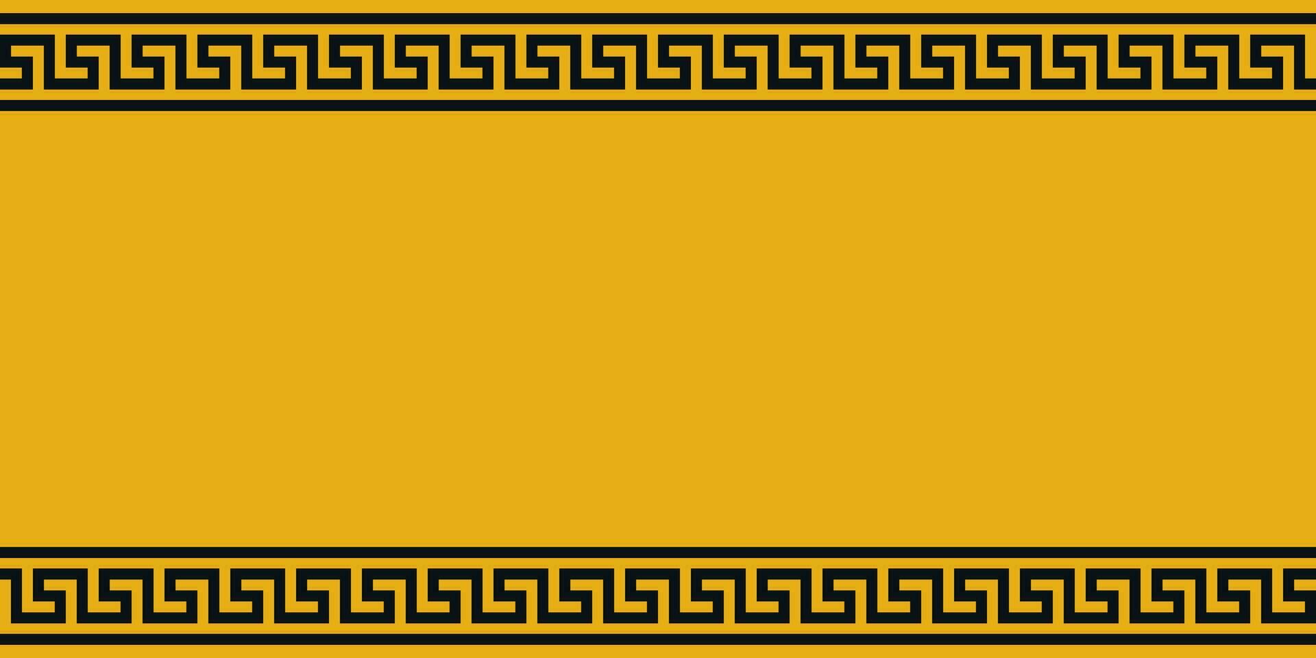 Yellow Board black ethno ornament, border  Greek pattern background warnings vector
