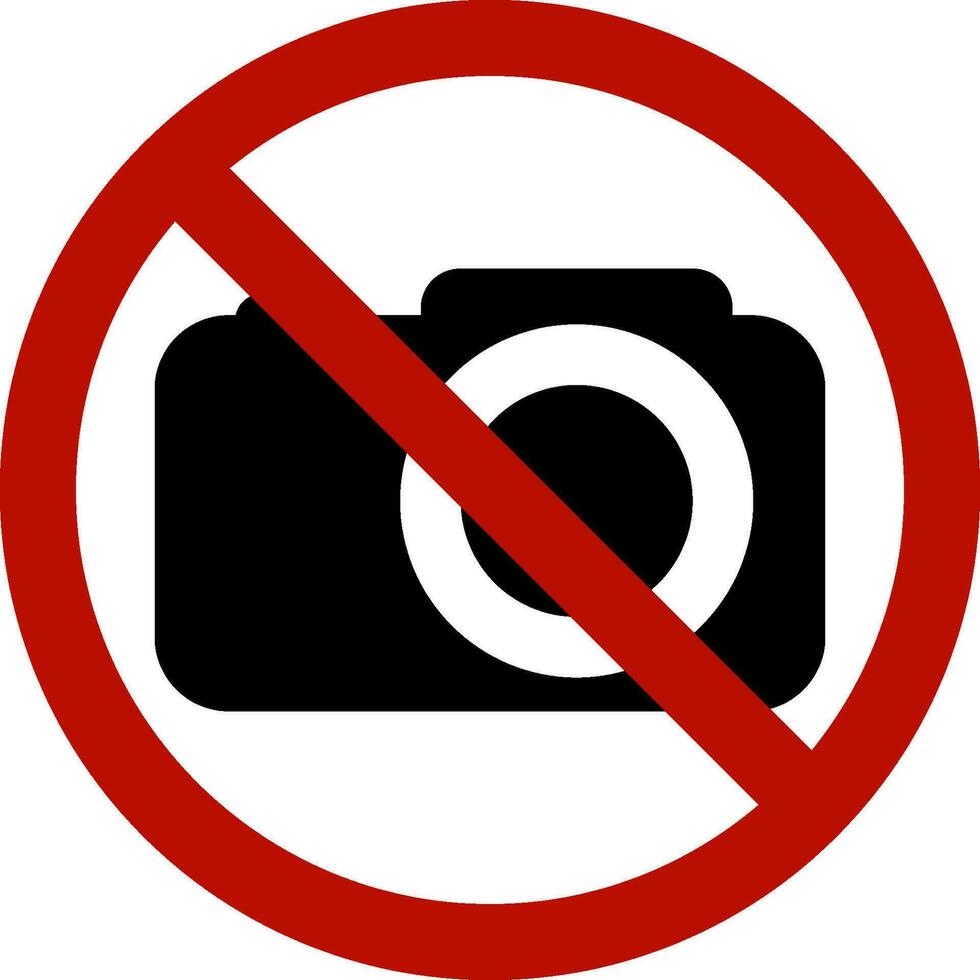 Prohibiting sign photo video shooting prohibited no photo warning camera vector