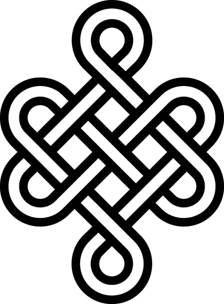 Mystical knot longevity health sign good luck Feng Shui tattoo vector