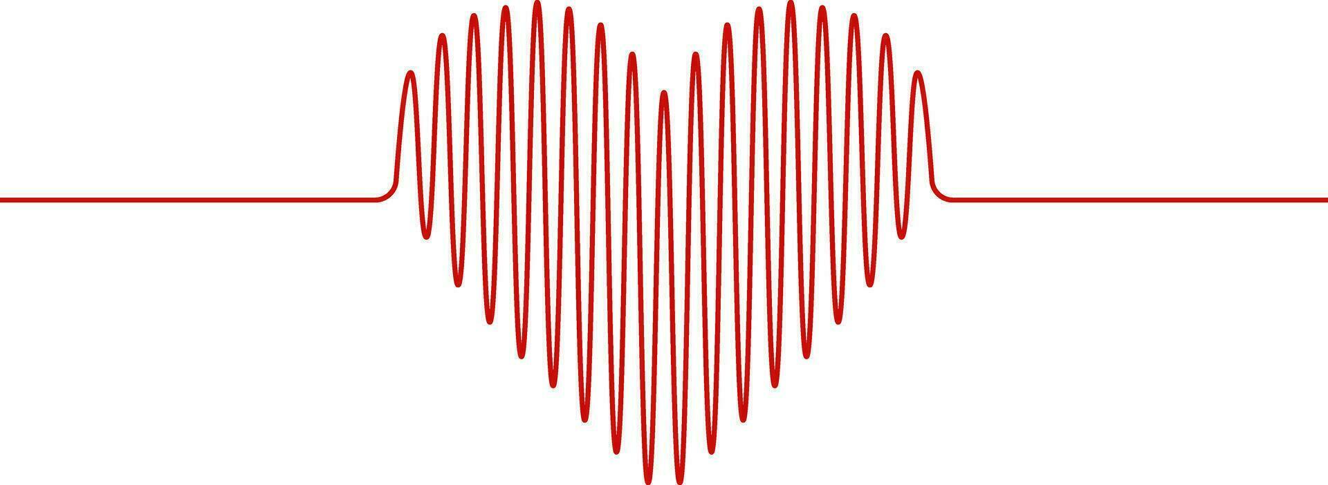 Heart shape wavy line heartbeat hand drawn vector