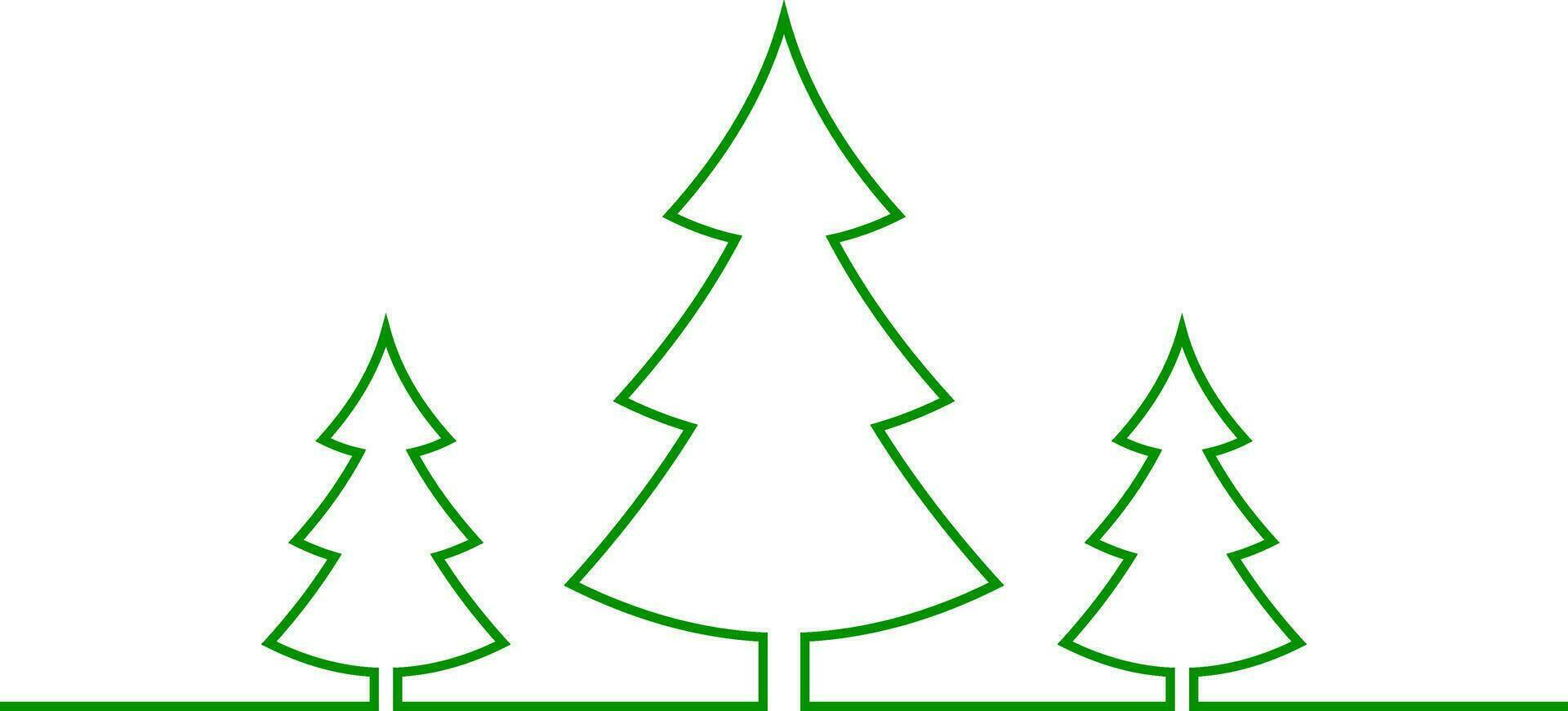 Christmas trees one line drawn pattern new year vector