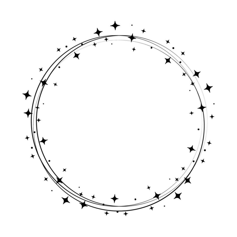 Star circle frame. Wreath round vector