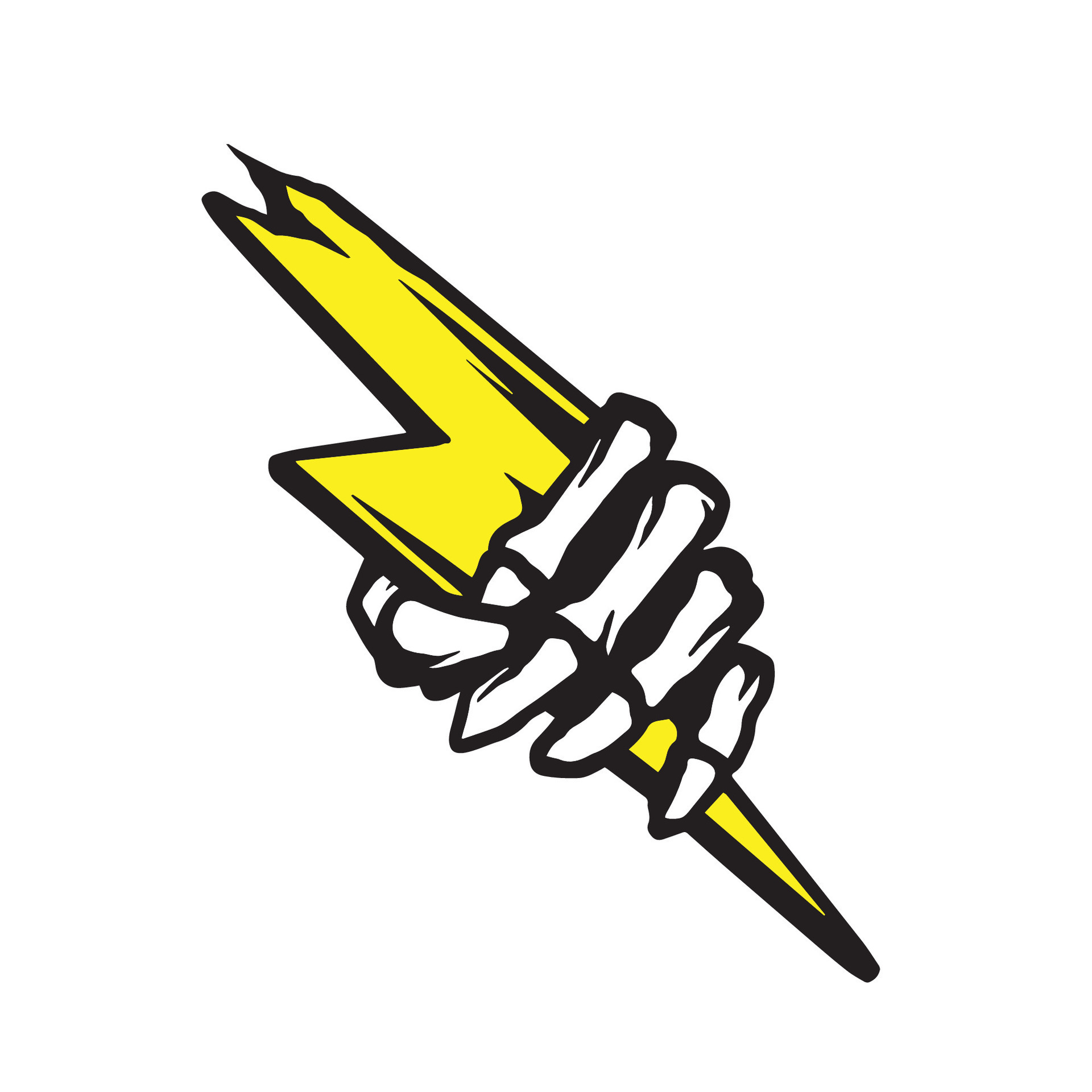 Skeleton hand holding lightning bolts 27958684 Vector Art at Vecteezy