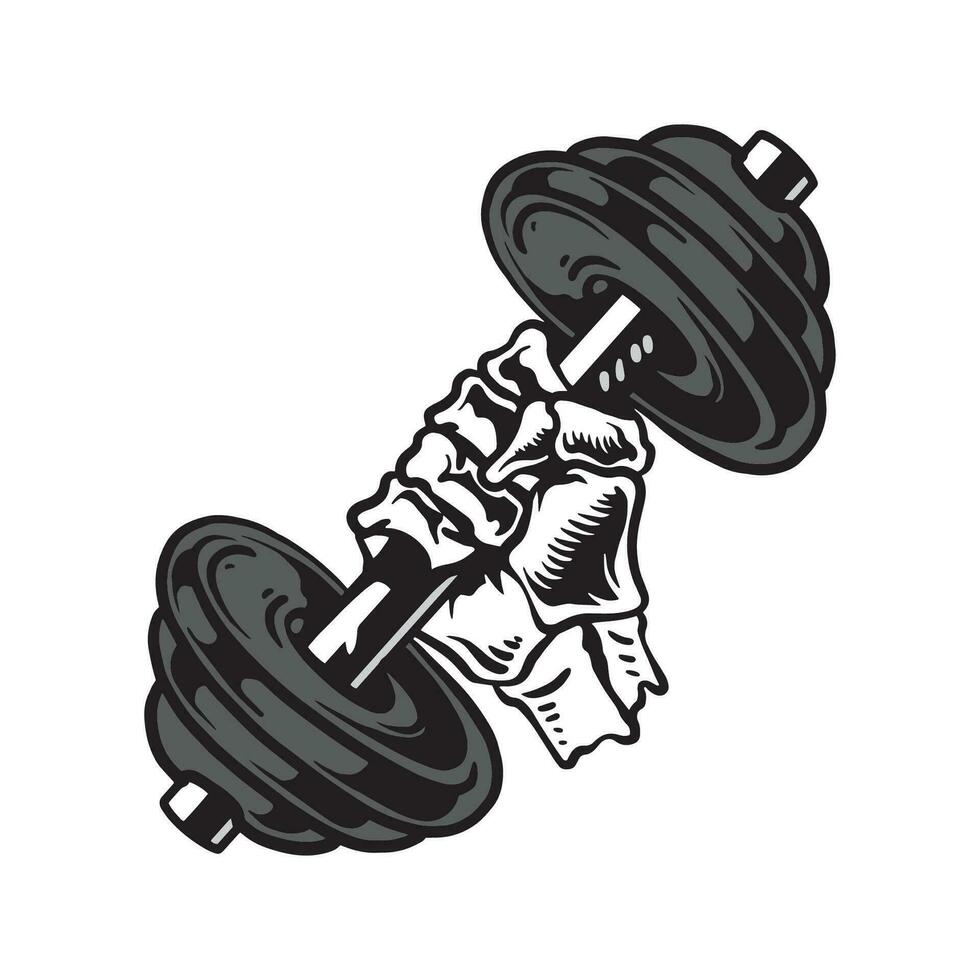 Skull hand with barbell vector