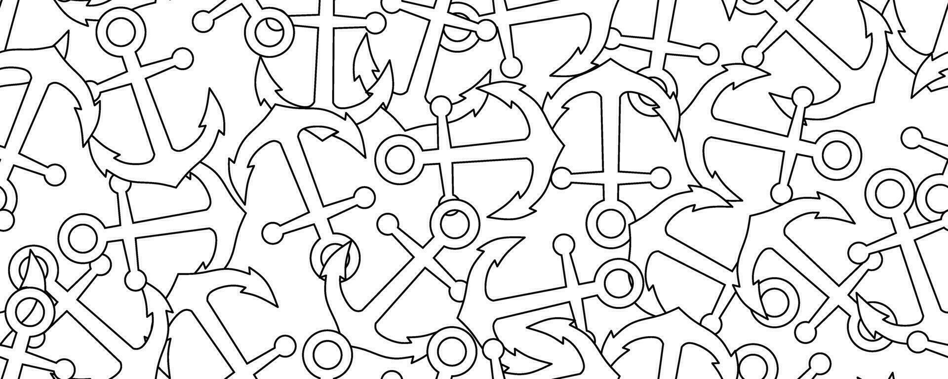 outline abstract anchor seamless pattern vector