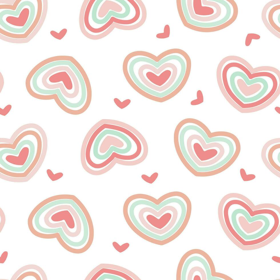 Seamless pattern with abstract hearts. Baby cute print. Vector graphics.
