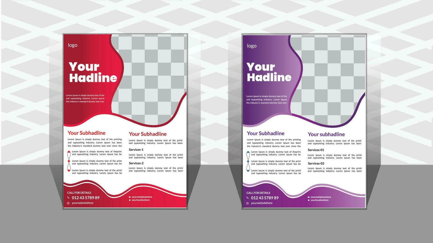 Professional Flyer design Template A4 size With two Colors. vector