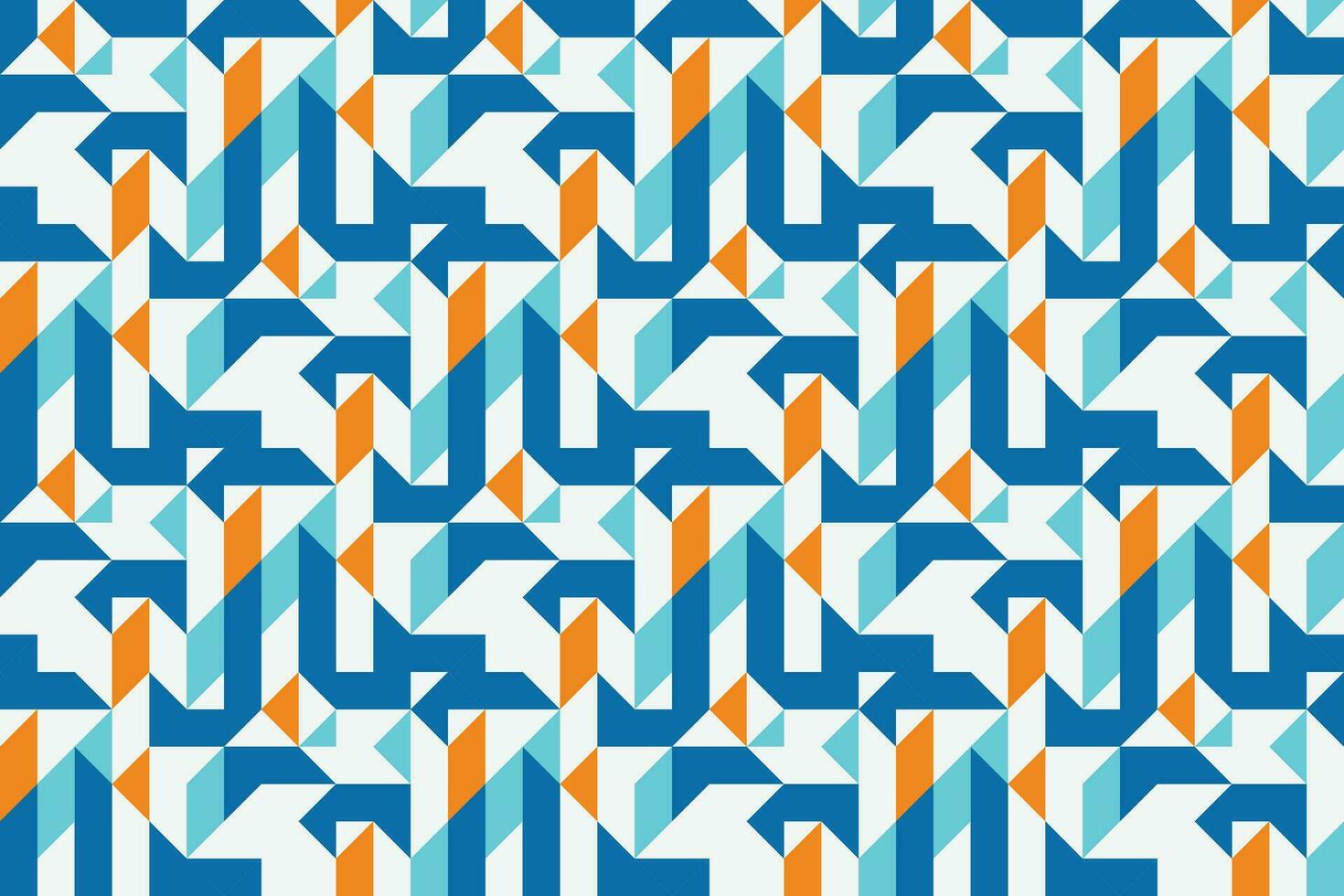 Geometric seamless pattern with blue and orange color. Simple regular background. vector