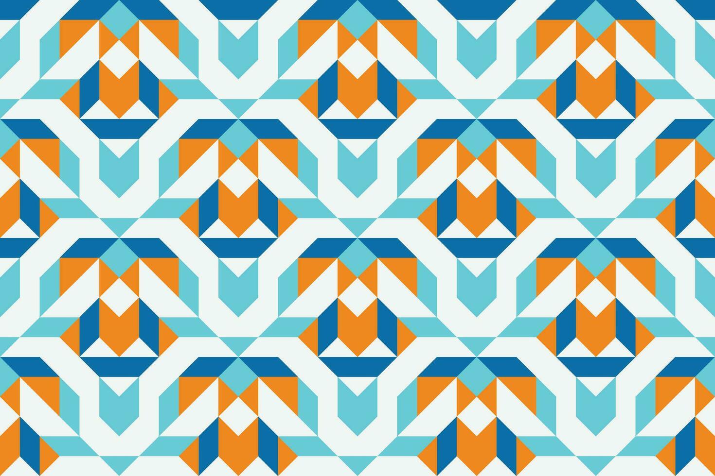 Geometric seamless pattern with blue and orange color. Simple regular background. vector