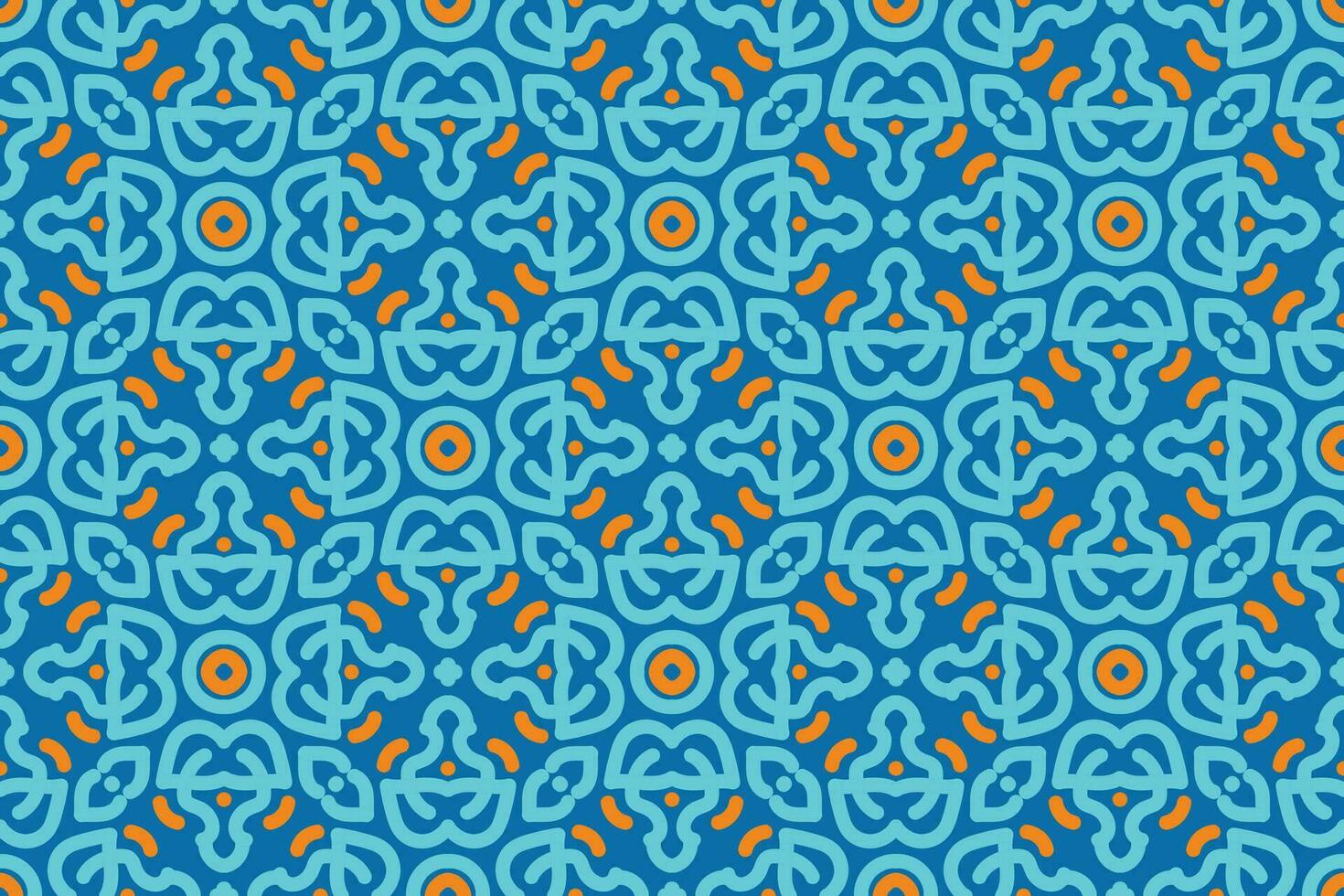 Fabric seamless pattern with blue and orange color vector