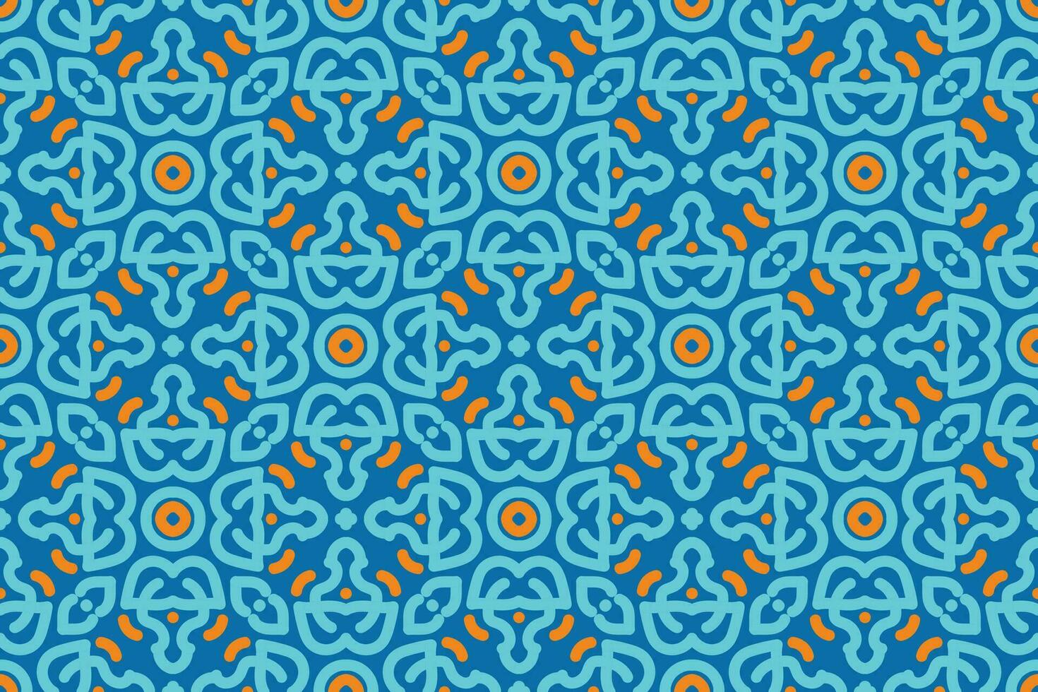 Fabric seamless pattern with blue and orange color vector