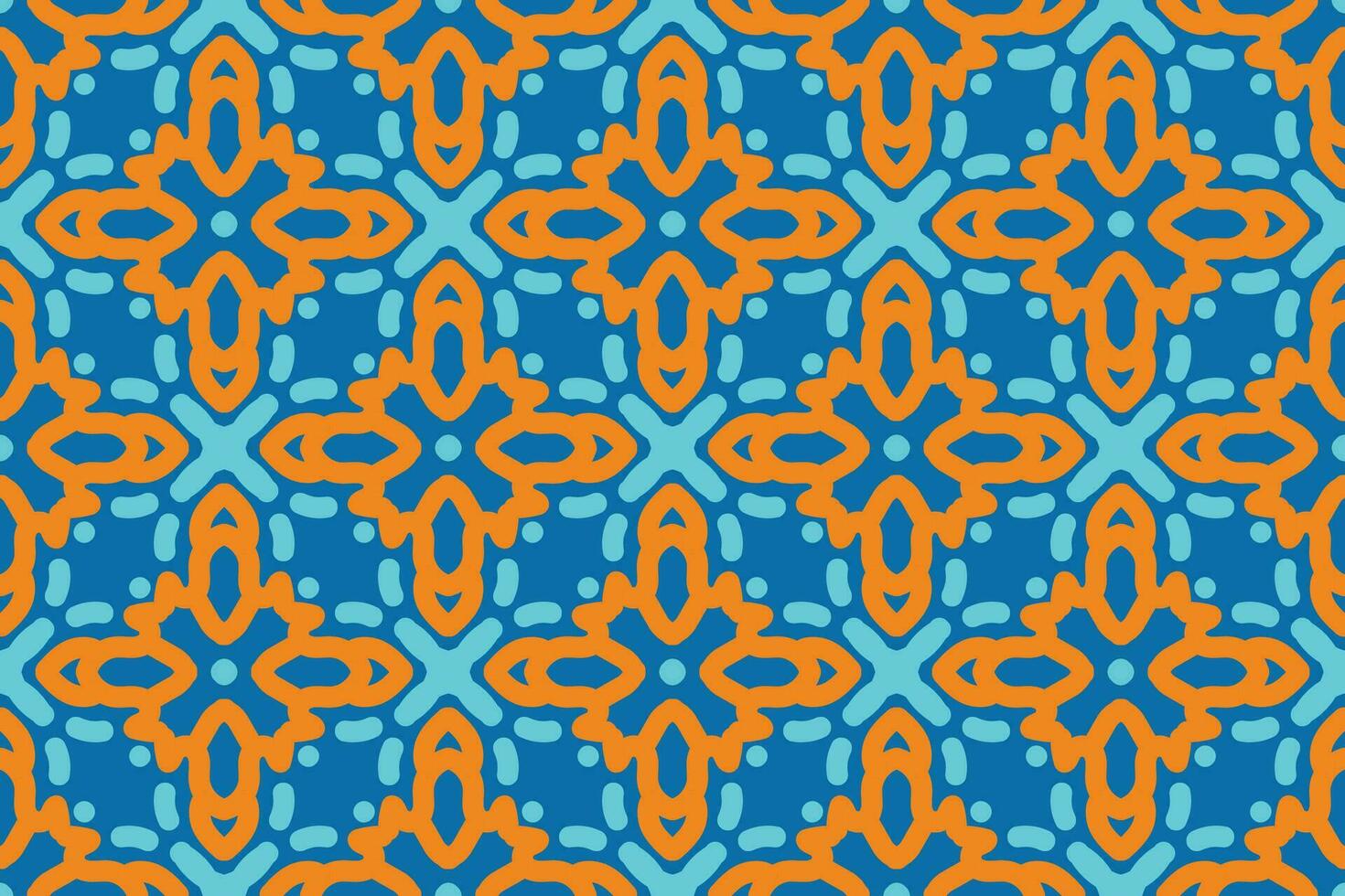 Fabric seamless pattern with blue and orange color vector