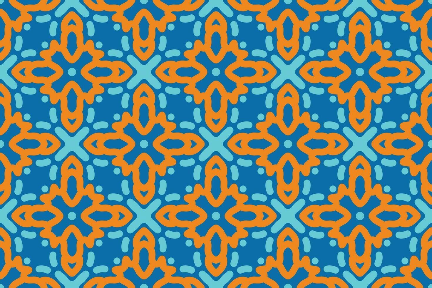 Fabric seamless pattern with blue and orange color vector