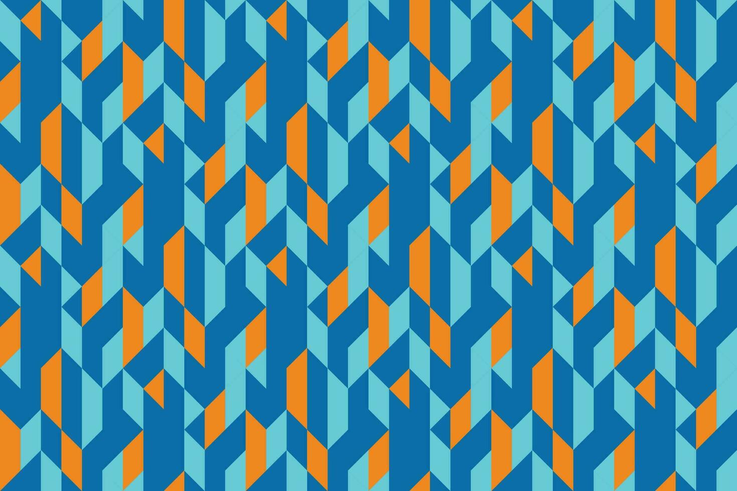 Geometric seamless pattern with blue and orange color. Simple regular background. vector