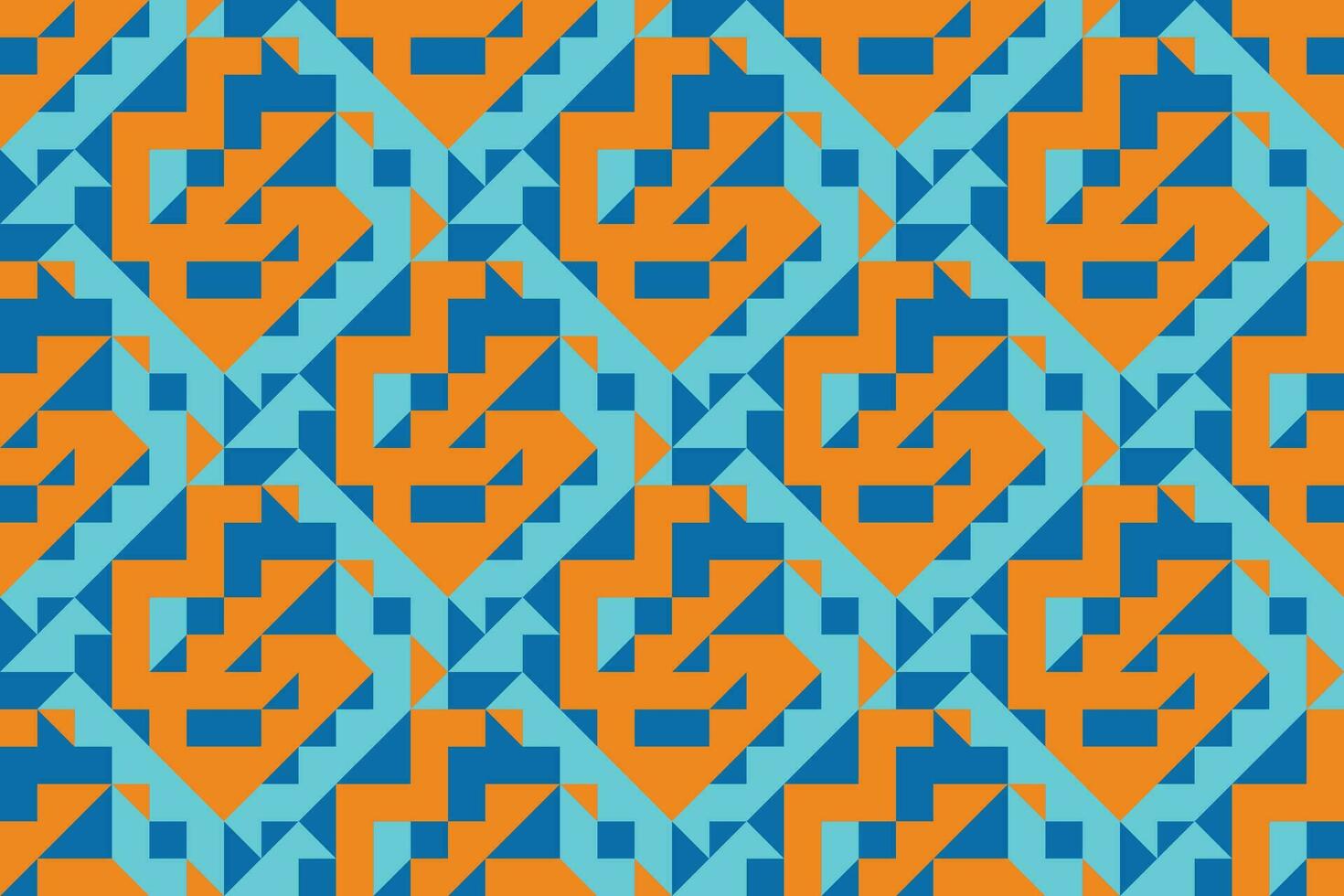 Geometric seamless pattern with blue and orange color. Simple regular background. vector