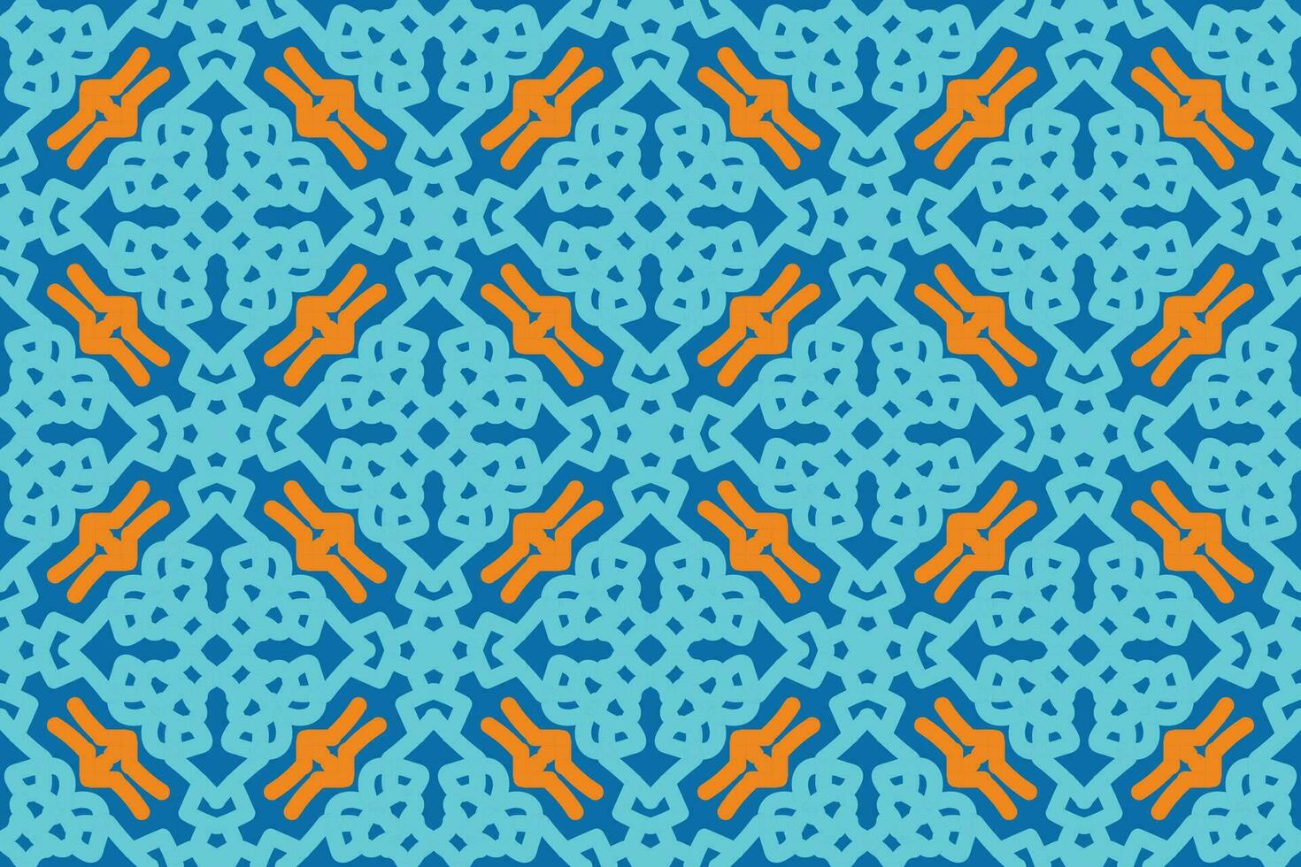 Fabric seamless pattern with blue and orange color vector