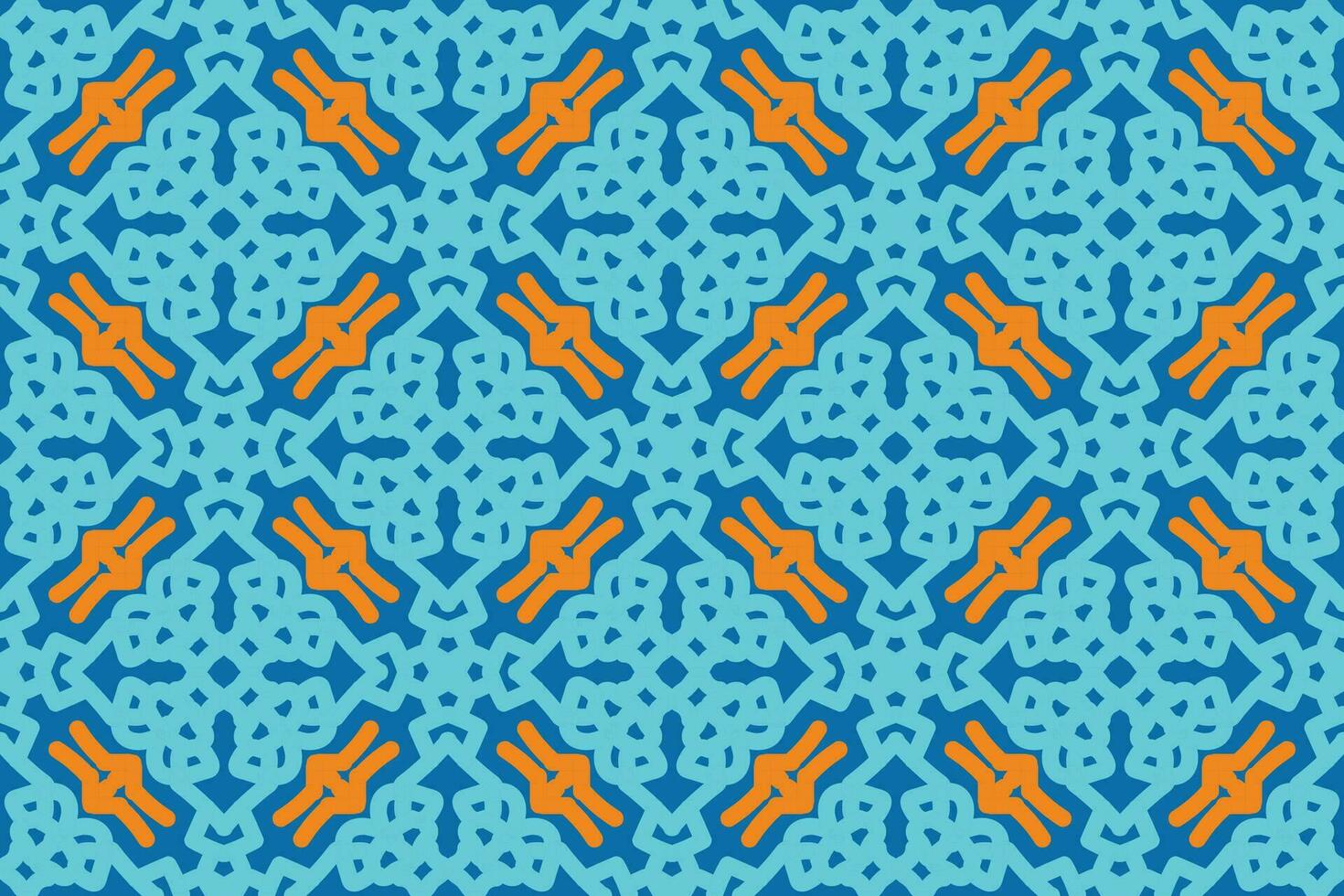 Fabric seamless pattern with blue and orange color vector