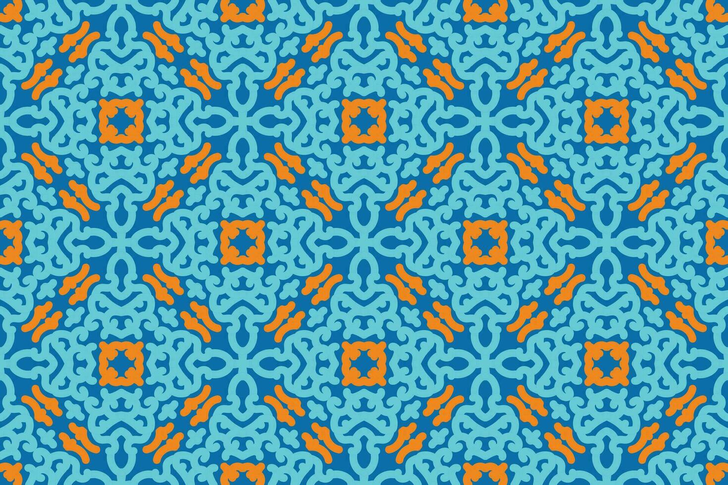 Fabric seamless pattern with blue and orange color vector