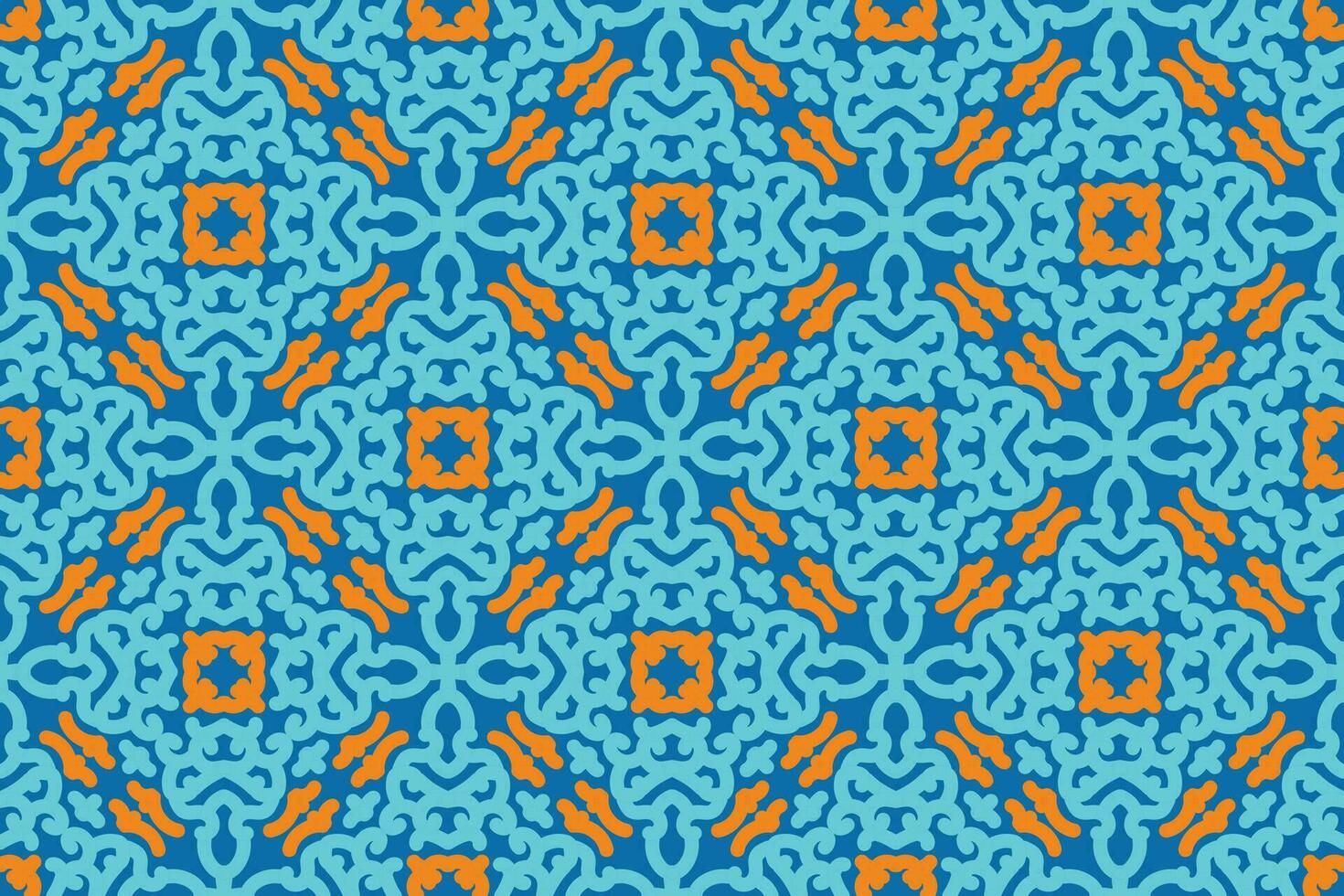 Fabric seamless pattern with blue and orange color vector