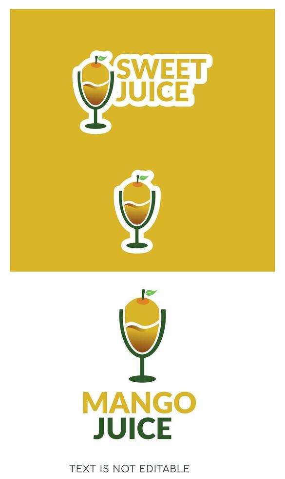 mango juice logo design - mango sticker for fruit  -mango with glass vector