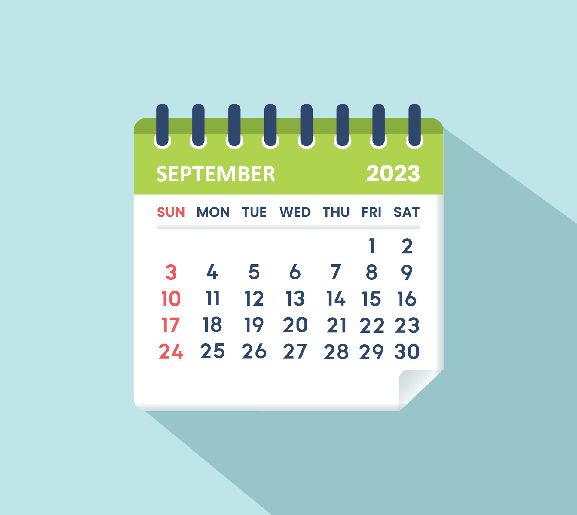 September 2023 calenadar leaf calendar 2023 in flat 27959395 Vector Art September 2023 calenadar leaf calendar 2023 in flat 27959395 Vector Art