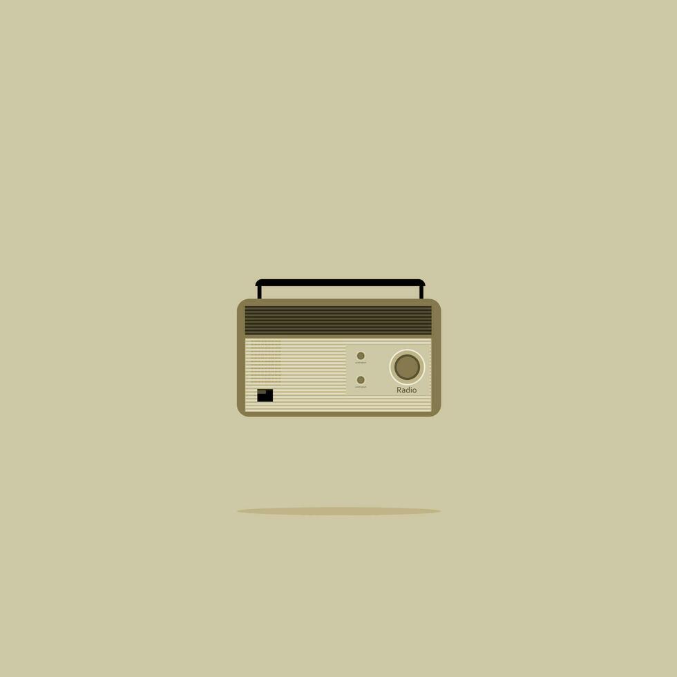 Vector Icon Design Radio Old Retro Flat Design Pastel Color Cream Brown Simple Minimalist EPS 10