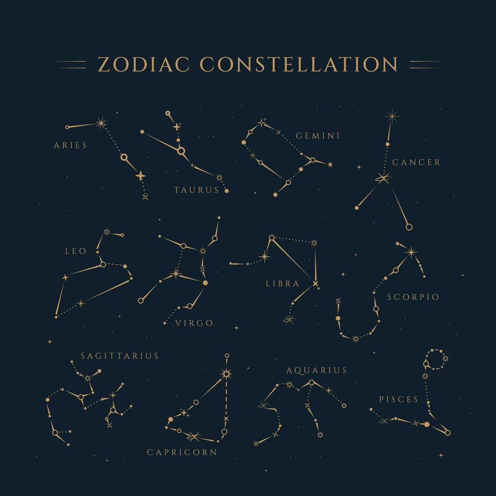 zodíaco constelaciones símbolo ilustración vector