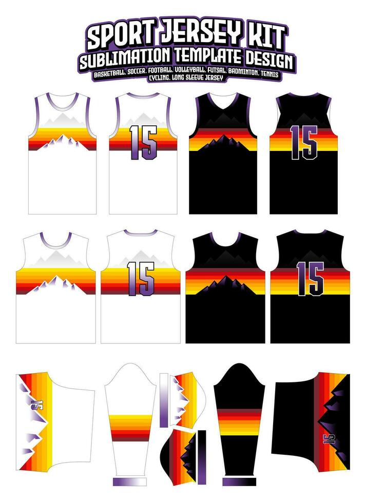 Sunset Sky Jersey Design Sportswear Pattern Template vector
