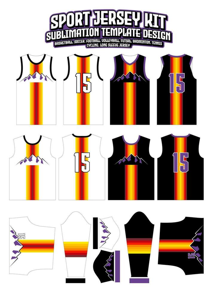 Sunset Rays Jersey Design Sportswear Pattern Template vector