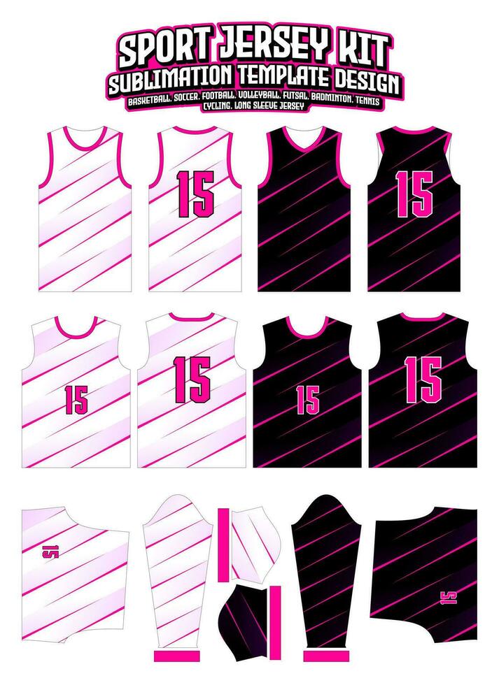 Pink Stripes Jersey Design Sportswear Pattern Template vector